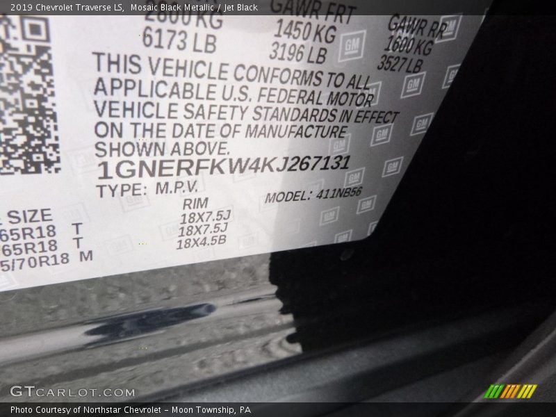 Mosaic Black Metallic / Jet Black 2019 Chevrolet Traverse LS
