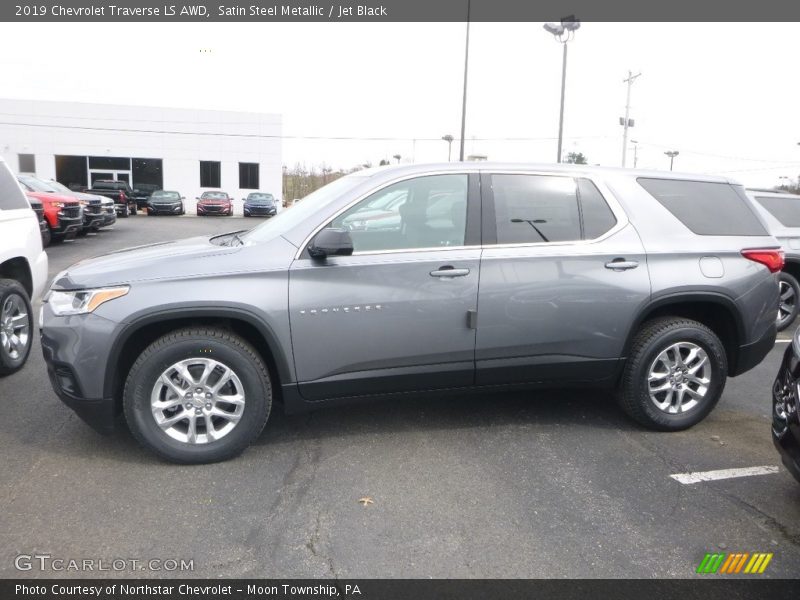 Satin Steel Metallic / Jet Black 2019 Chevrolet Traverse LS AWD