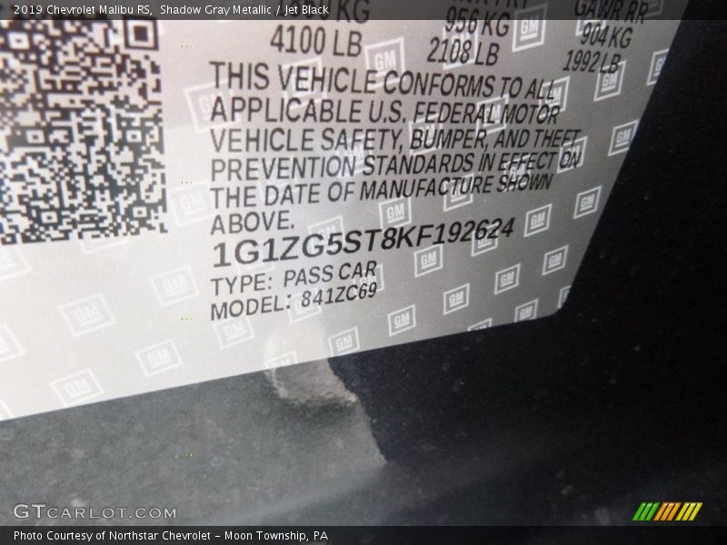 Shadow Gray Metallic / Jet Black 2019 Chevrolet Malibu RS