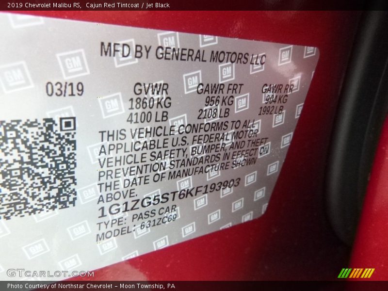 Cajun Red Tintcoat / Jet Black 2019 Chevrolet Malibu RS