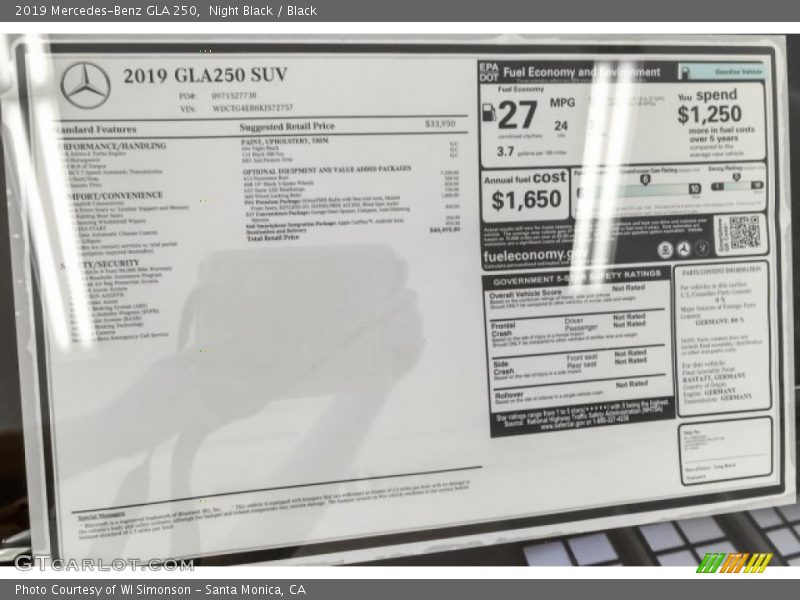 Night Black / Black 2019 Mercedes-Benz GLA 250