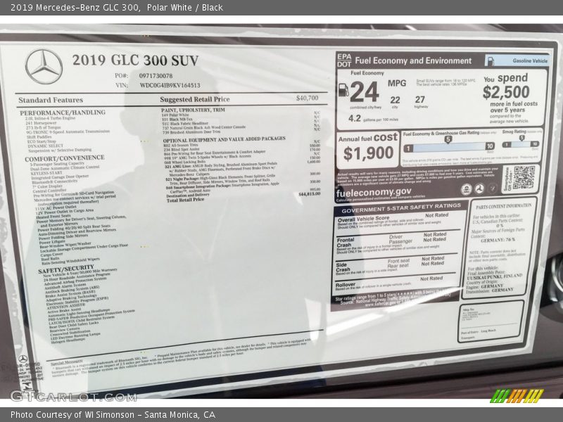 Polar White / Black 2019 Mercedes-Benz GLC 300