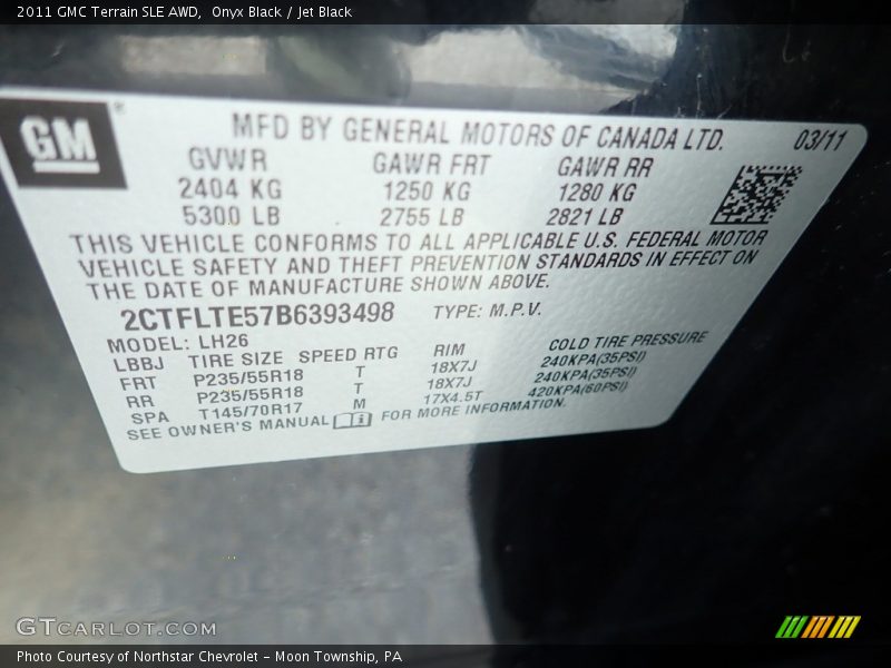 Onyx Black / Jet Black 2011 GMC Terrain SLE AWD