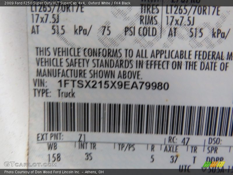 Oxford White / FX4 Black 2009 Ford F250 Super Duty XLT SuperCab 4x4