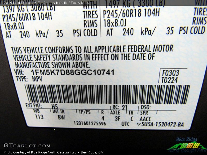 Caribou Metallic / Ebony Black 2016 Ford Explorer XLT