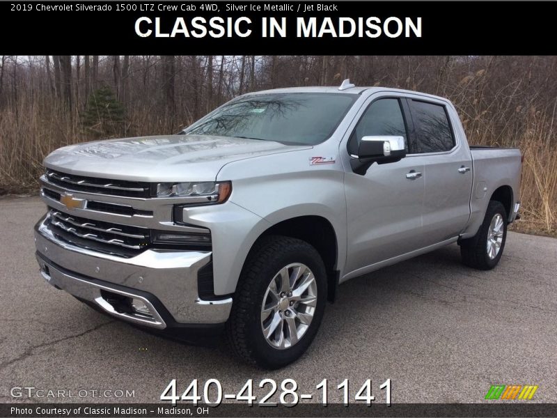 Silver Ice Metallic / Jet Black 2019 Chevrolet Silverado 1500 LTZ Crew Cab 4WD
