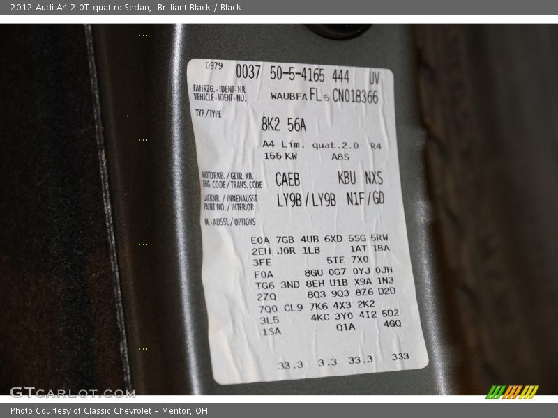Brilliant Black / Black 2012 Audi A4 2.0T quattro Sedan