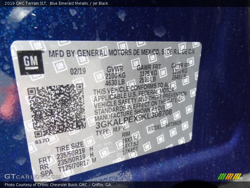 Blue Emerald Metallic / Jet Black 2019 GMC Terrain SLT