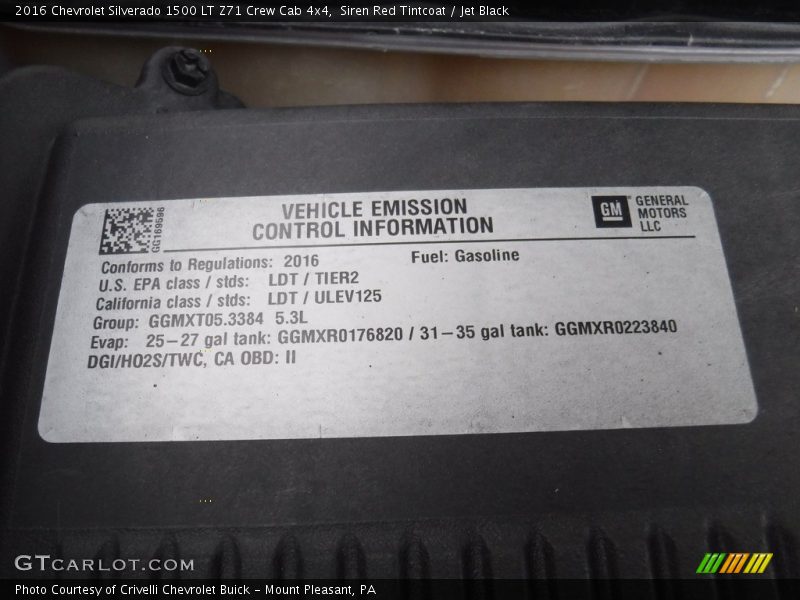 Siren Red Tintcoat / Jet Black 2016 Chevrolet Silverado 1500 LT Z71 Crew Cab 4x4