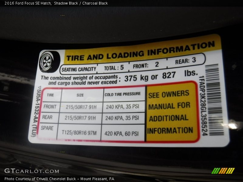 Shadow Black / Charcoal Black 2016 Ford Focus SE Hatch