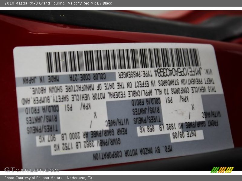 Velocity Red Mica / Black 2010 Mazda RX-8 Grand Touring