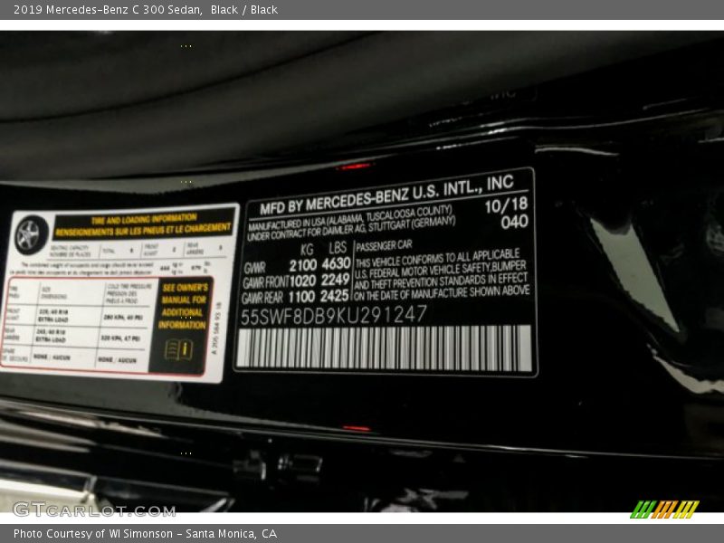 Black / Black 2019 Mercedes-Benz C 300 Sedan