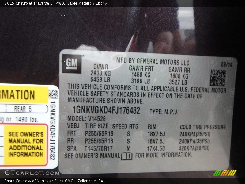 Sable Metallic / Ebony 2015 Chevrolet Traverse LT AWD