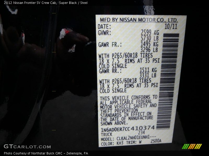 Super Black / Steel 2012 Nissan Frontier SV Crew Cab
