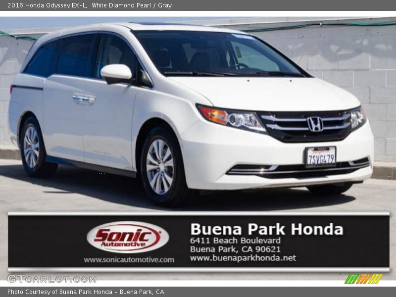 White Diamond Pearl / Gray 2016 Honda Odyssey EX-L