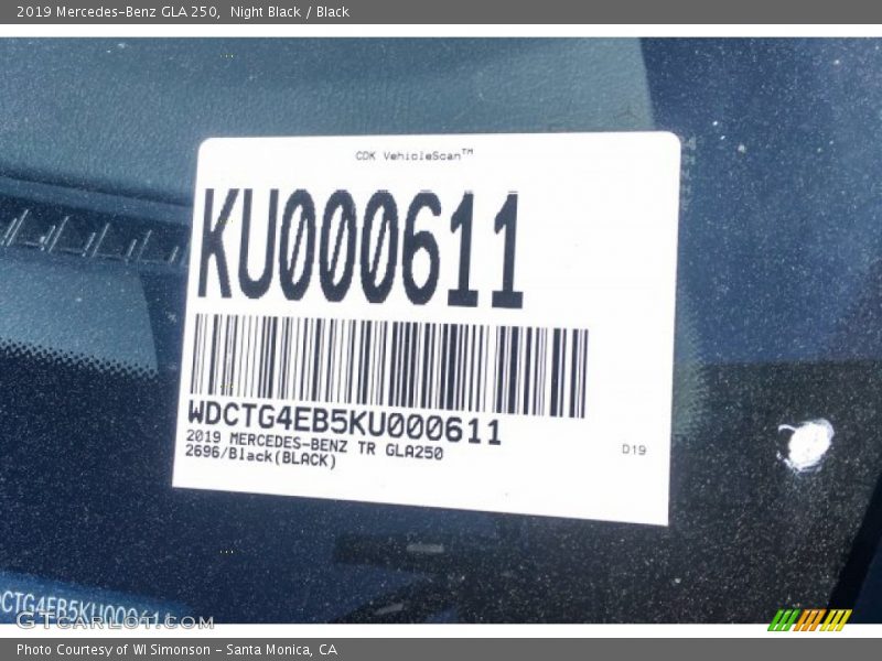 Night Black / Black 2019 Mercedes-Benz GLA 250