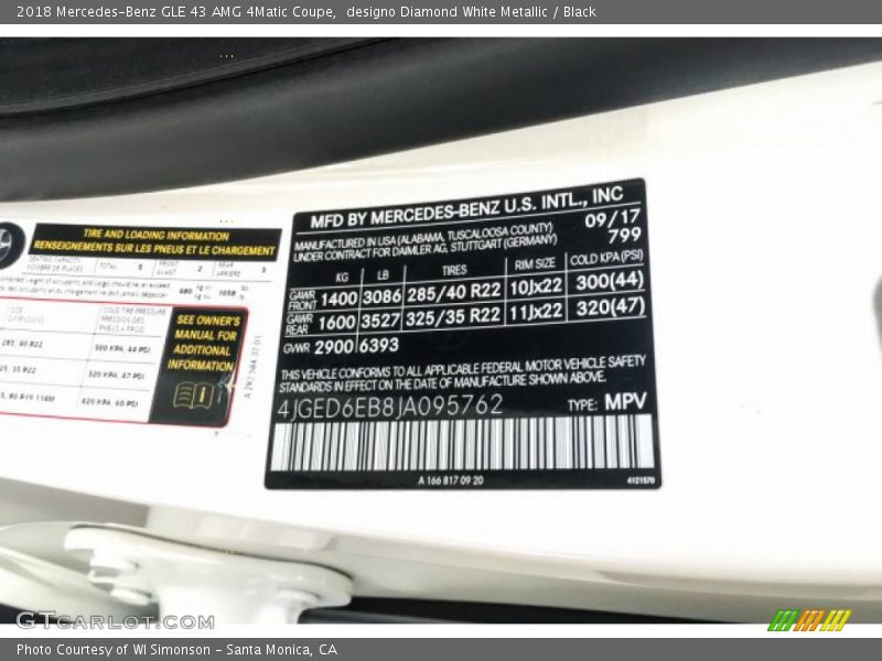 designo Diamond White Metallic / Black 2018 Mercedes-Benz GLE 43 AMG 4Matic Coupe