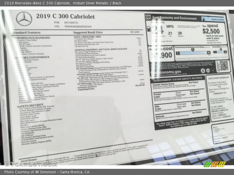 Iridium Silver Metallic / Black 2019 Mercedes-Benz C 300 Cabriolet