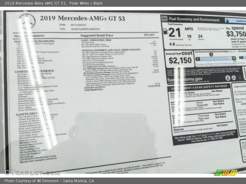 2019 AMG GT 53 Window Sticker