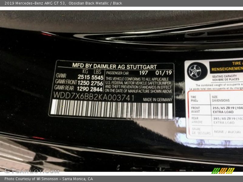 2019 AMG GT 53 Obsidian Black Metallic Color Code 197