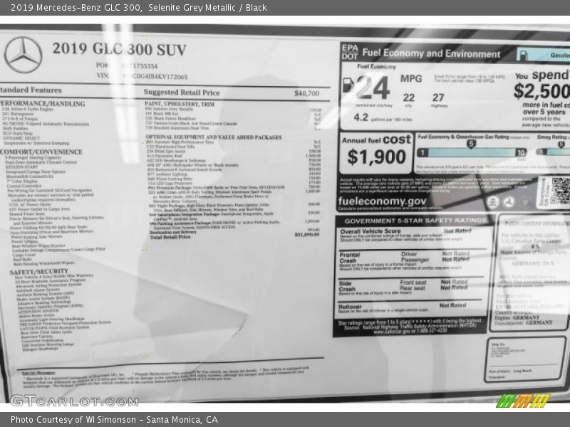 Selenite Grey Metallic / Black 2019 Mercedes-Benz GLC 300