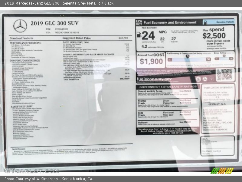 Selenite Grey Metallic / Black 2019 Mercedes-Benz GLC 300