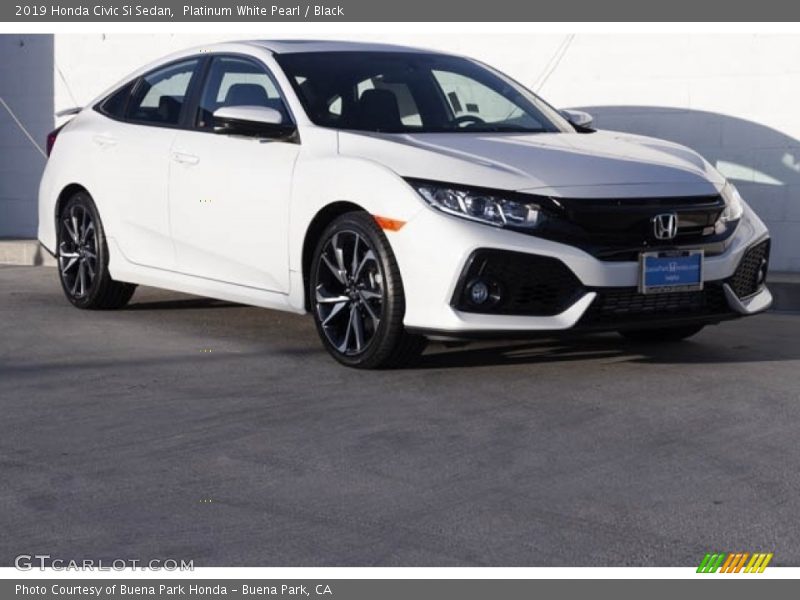 Platinum White Pearl / Black 2019 Honda Civic Si Sedan