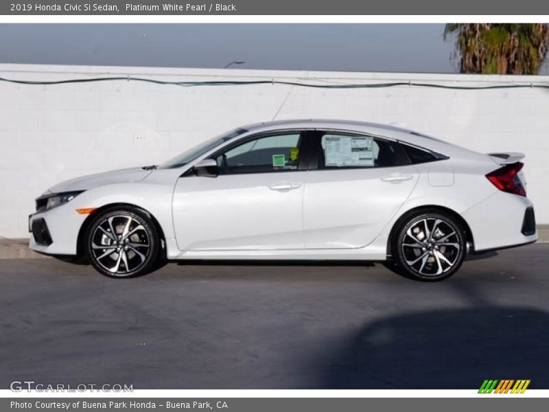 Platinum White Pearl / Black 2019 Honda Civic Si Sedan