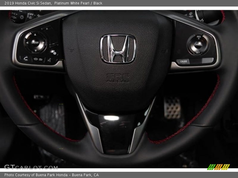 Platinum White Pearl / Black 2019 Honda Civic Si Sedan
