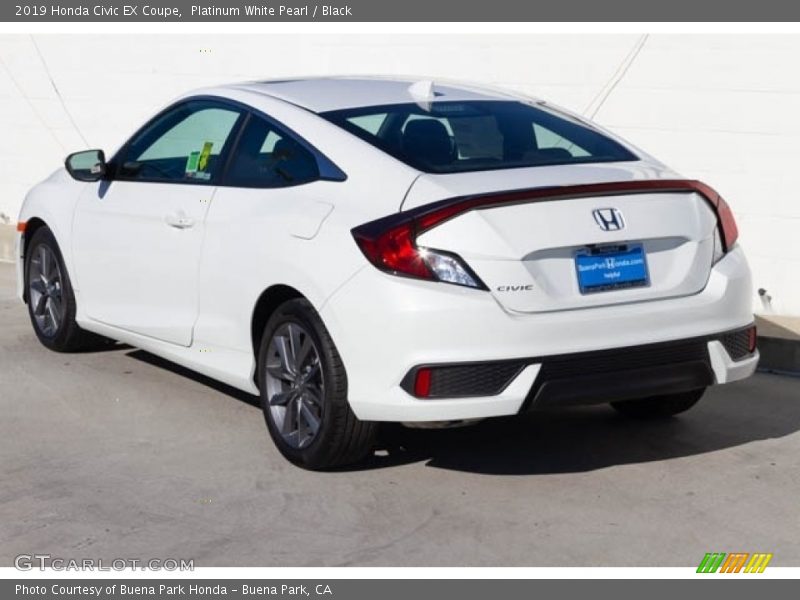 Platinum White Pearl / Black 2019 Honda Civic EX Coupe