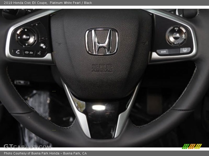 Platinum White Pearl / Black 2019 Honda Civic EX Coupe