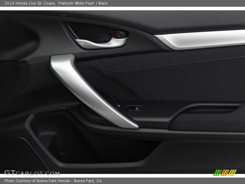 Platinum White Pearl / Black 2019 Honda Civic EX Coupe