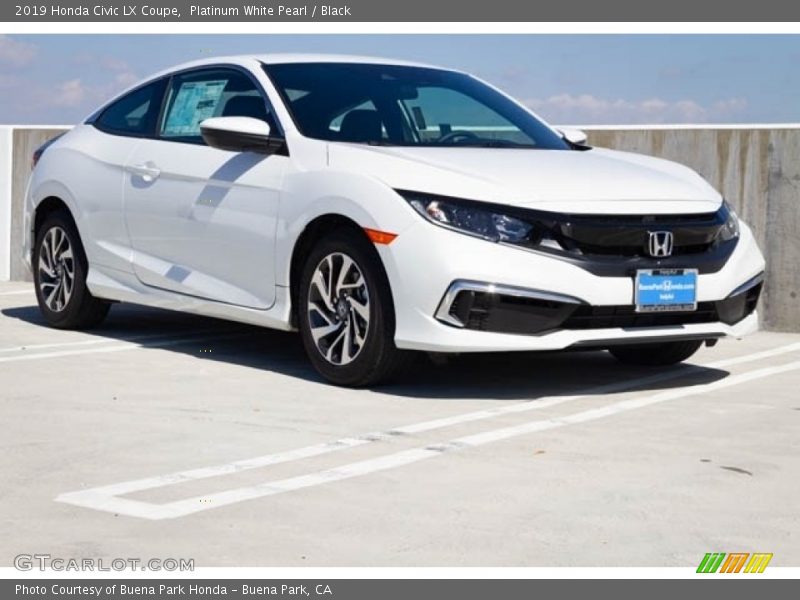 Platinum White Pearl / Black 2019 Honda Civic LX Coupe