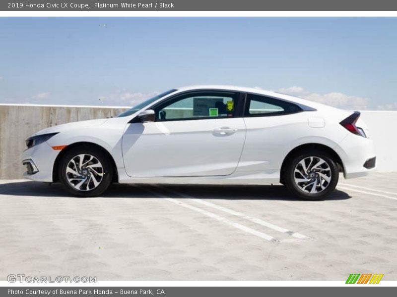 Platinum White Pearl / Black 2019 Honda Civic LX Coupe