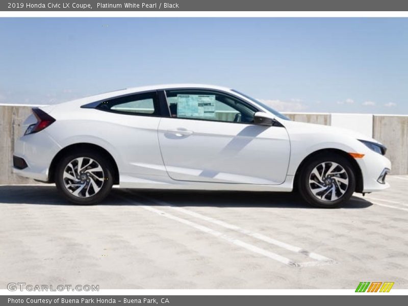 Platinum White Pearl / Black 2019 Honda Civic LX Coupe