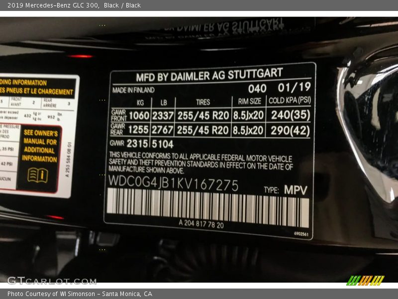 Black / Black 2019 Mercedes-Benz GLC 300