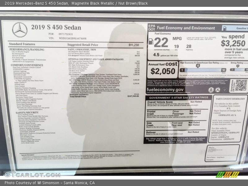 Magnetite Black Metallic / Nut Brown/Black 2019 Mercedes-Benz S 450 Sedan