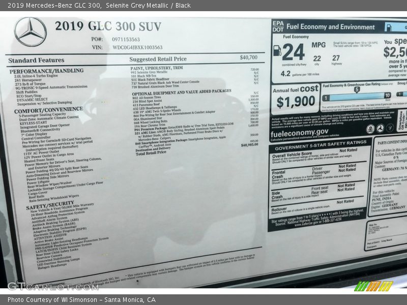 Selenite Grey Metallic / Black 2019 Mercedes-Benz GLC 300
