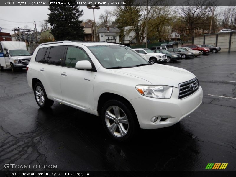 Blizzard White Pearl / Ash Gray 2008 Toyota Highlander Limited 4WD