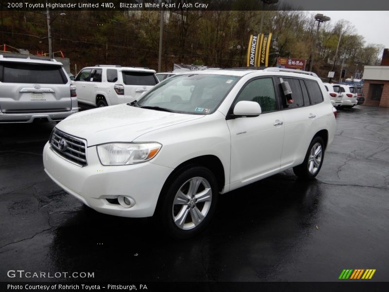 Blizzard White Pearl / Ash Gray 2008 Toyota Highlander Limited 4WD