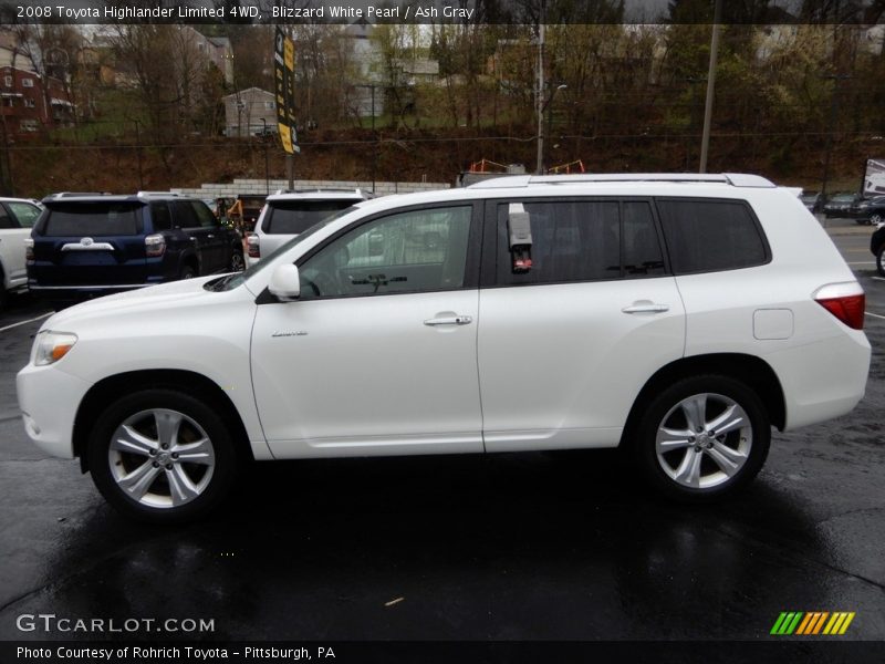 Blizzard White Pearl / Ash Gray 2008 Toyota Highlander Limited 4WD