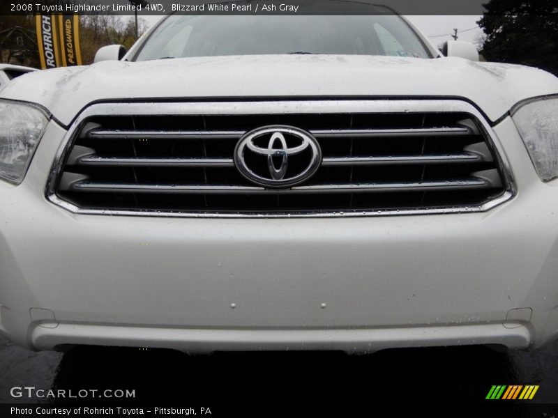 Blizzard White Pearl / Ash Gray 2008 Toyota Highlander Limited 4WD