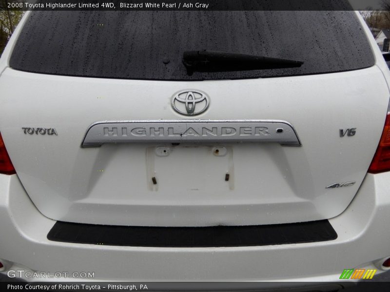 Blizzard White Pearl / Ash Gray 2008 Toyota Highlander Limited 4WD