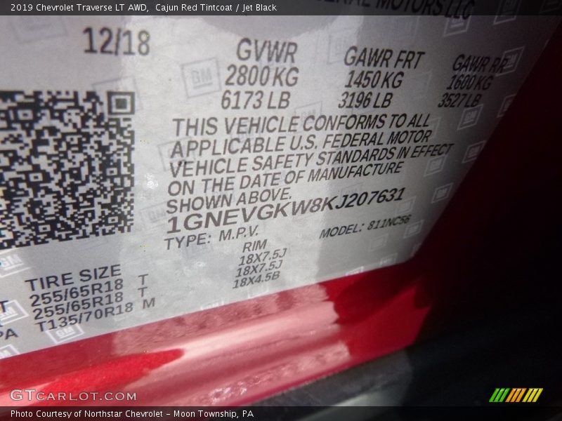 Cajun Red Tintcoat / Jet Black 2019 Chevrolet Traverse LT AWD