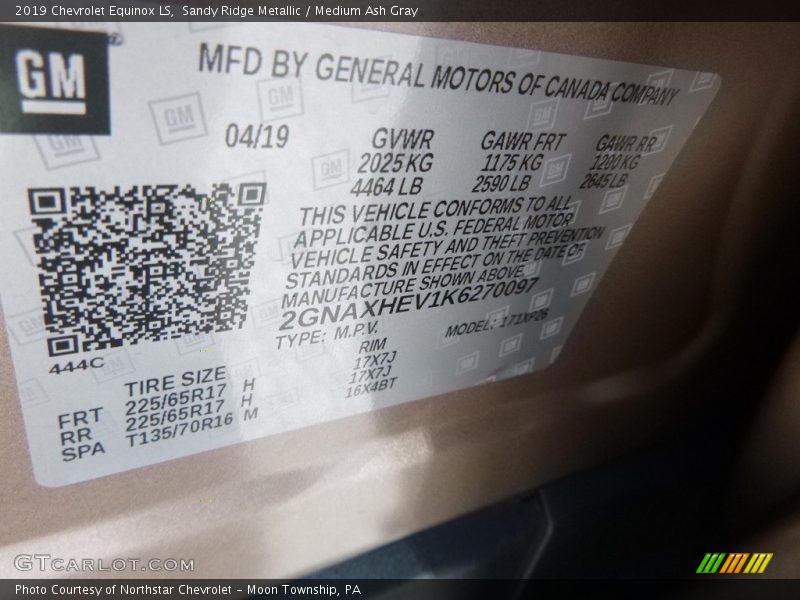 Sandy Ridge Metallic / Medium Ash Gray 2019 Chevrolet Equinox LS