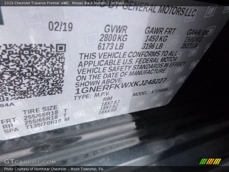 Mosaic Black Metallic / Jet Black 2019 Chevrolet Traverse Premier AWD