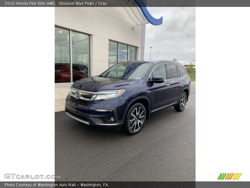 Obsidian Blue Pearl / Gray 2019 Honda Pilot Elite AWD