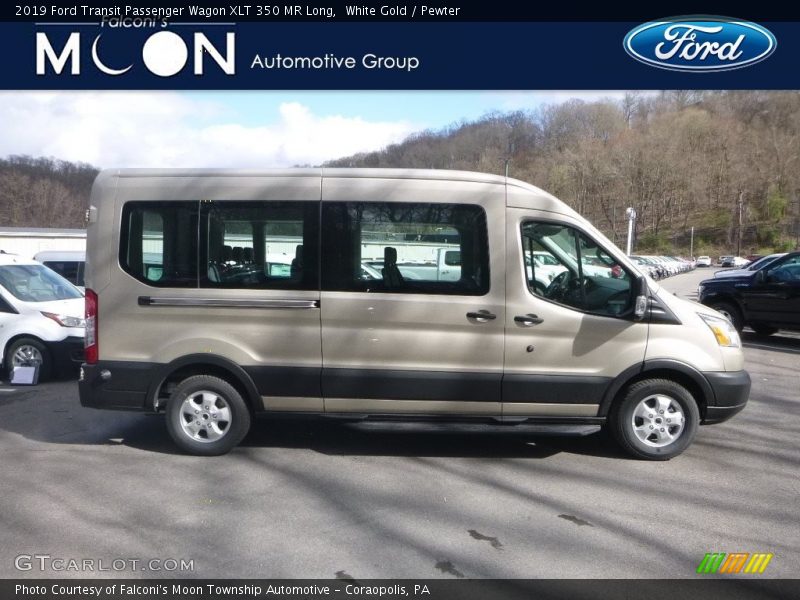 White Gold / Pewter 2019 Ford Transit Passenger Wagon XLT 350 MR Long