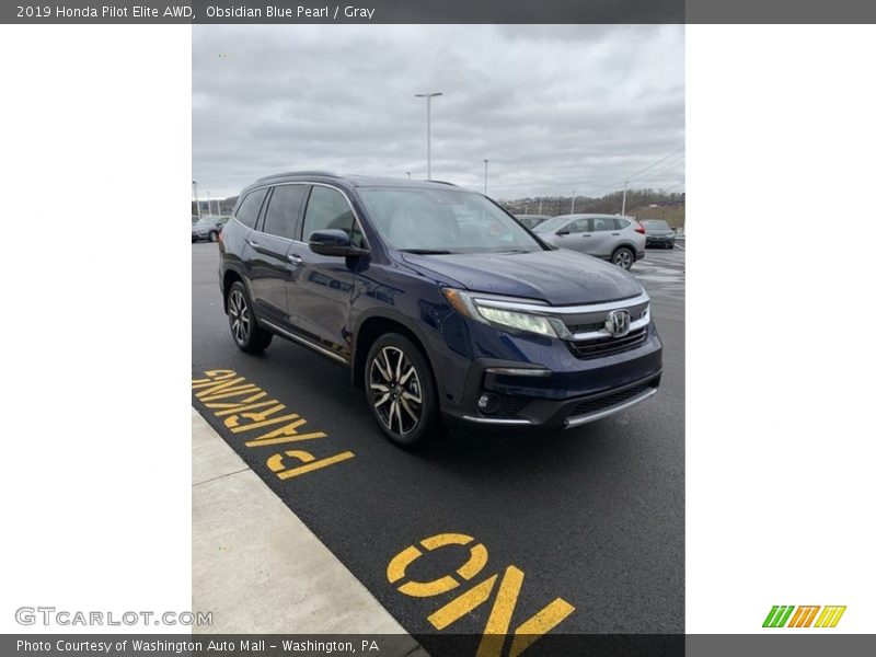 Obsidian Blue Pearl / Gray 2019 Honda Pilot Elite AWD