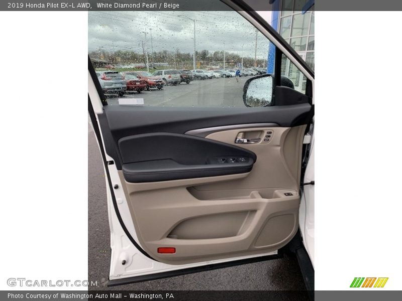 White Diamond Pearl / Beige 2019 Honda Pilot EX-L AWD